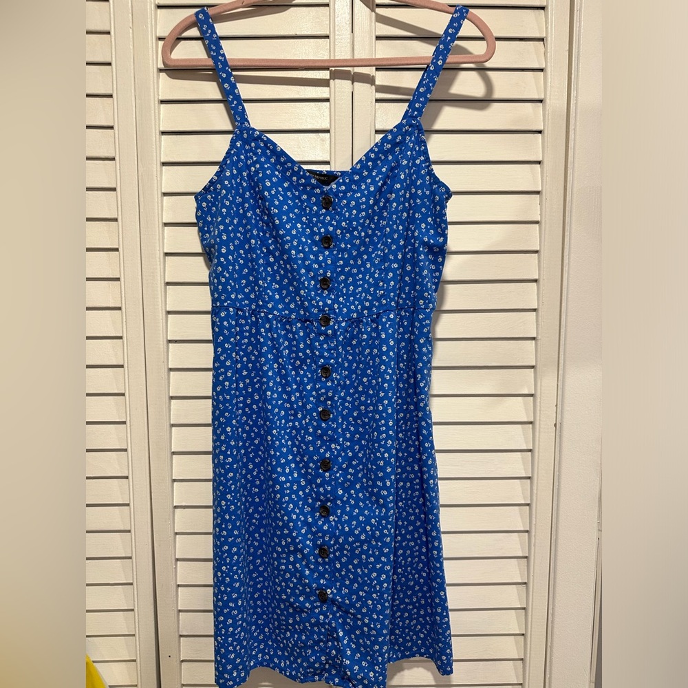 Banana republic medium blue dress with yellow flowers